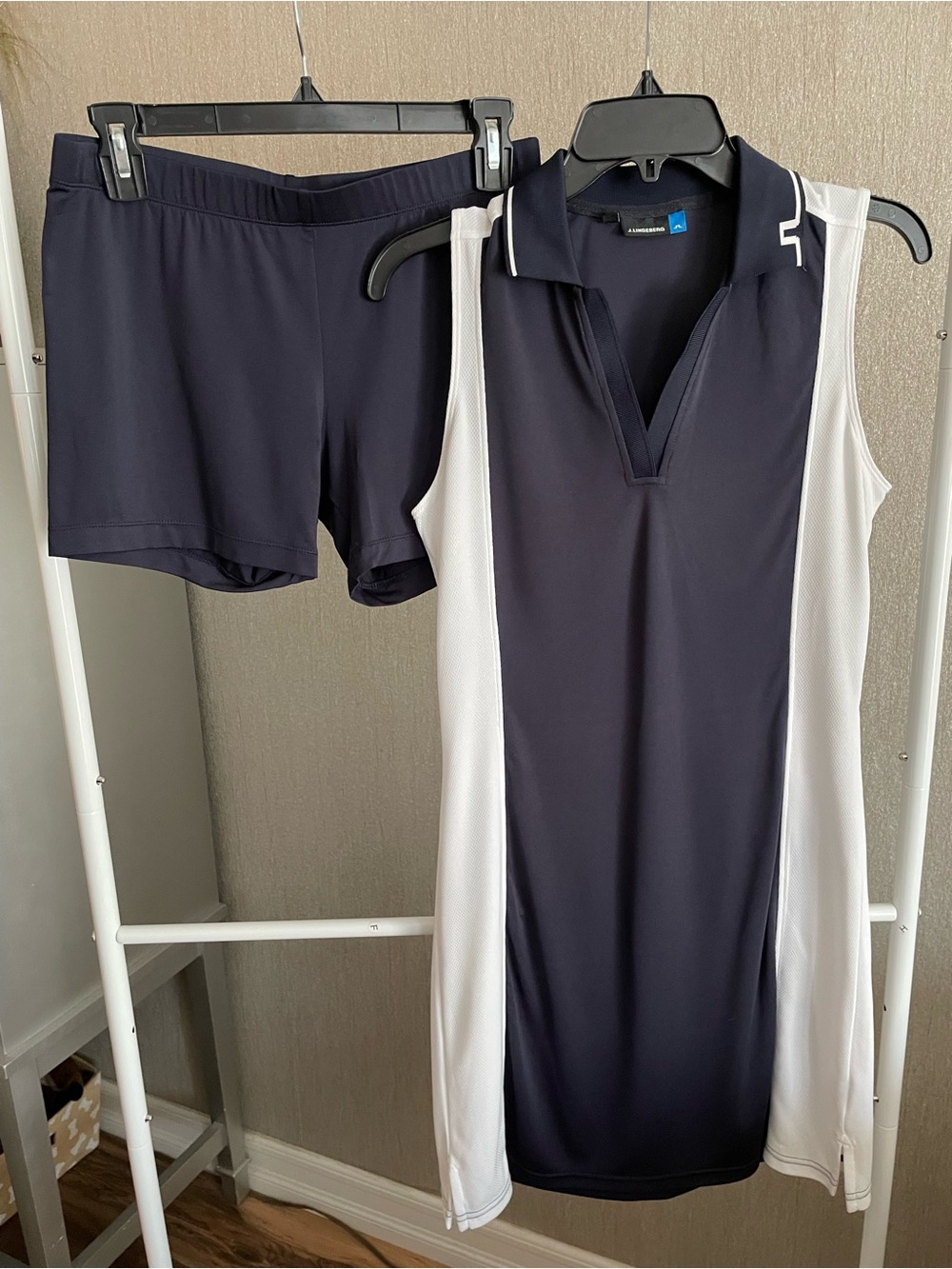 J. Lindeberg Navy and White Sleeveless Polo Romper with Matching Shorts